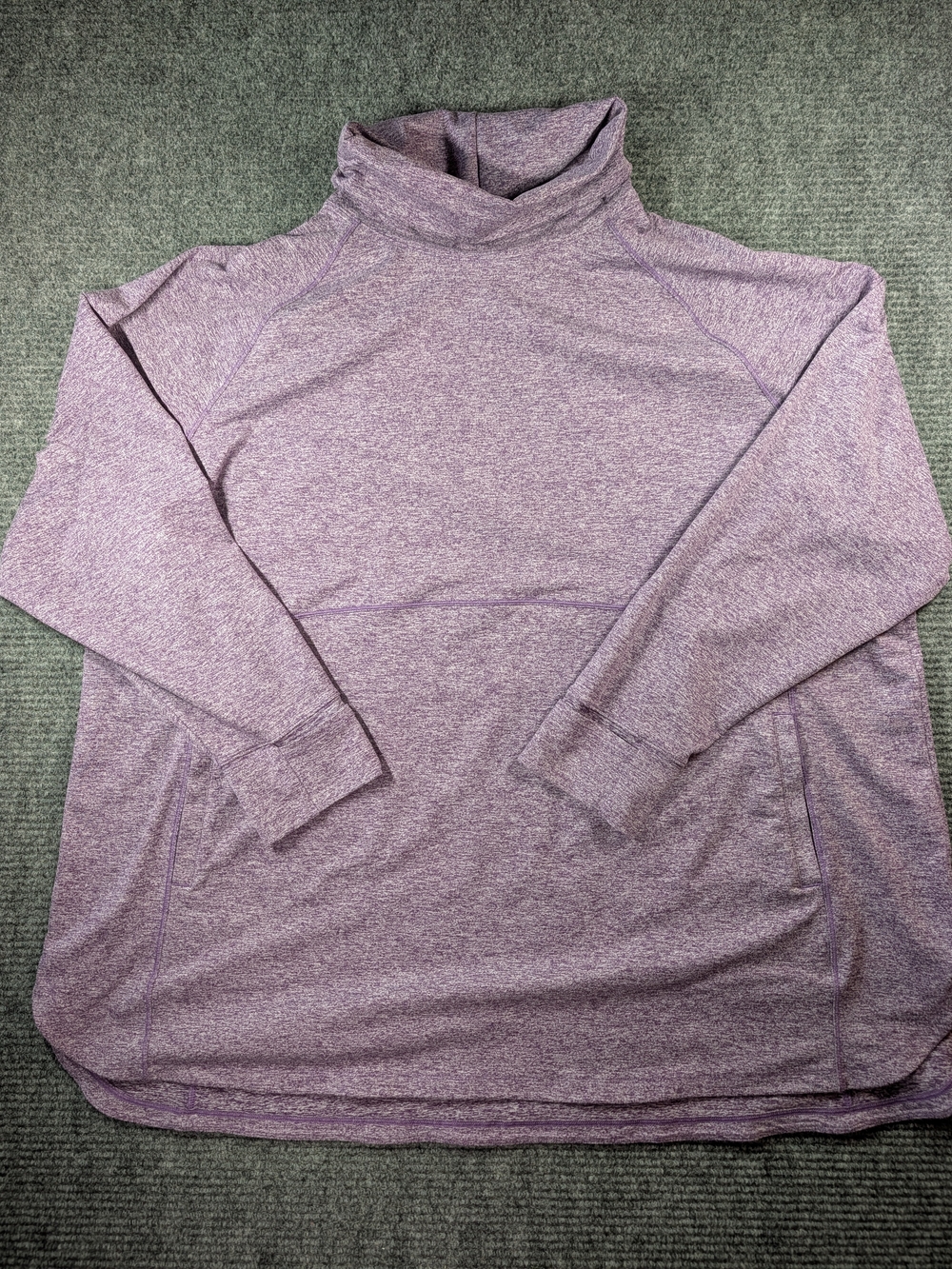 Duluth Trading Co Plushcious Funnel Neck Tunic Top Womens 3XL Heathered Purple